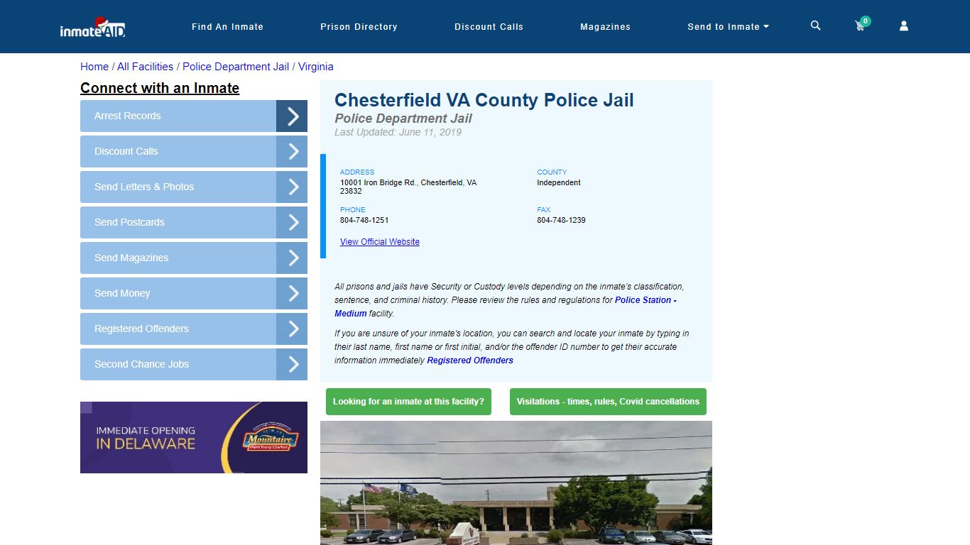 Chesterfield VA County Police Jail & Inmate Search - Chesterfield, VA